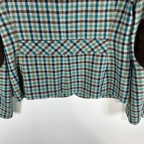 Talbots Blazer Jacket Grace Fit Herringbone Elbow Patch Wool Green Women’s Sz 8 - Picture 8 of 8